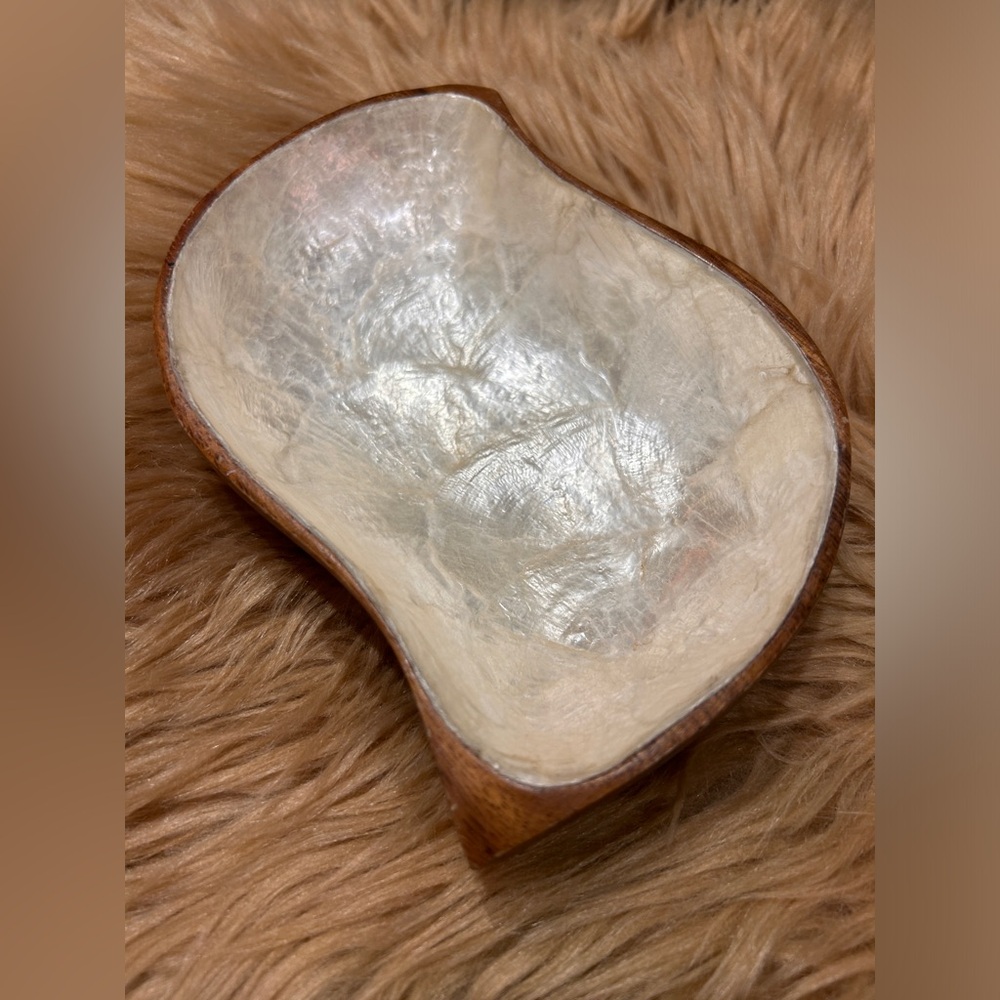 Capiz shell and monkey pod leaf bowl